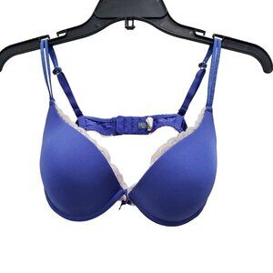 Honeydew Blue Pink Lace Trim Cottagecore Extreme Push-Up Underwire Bra 34D